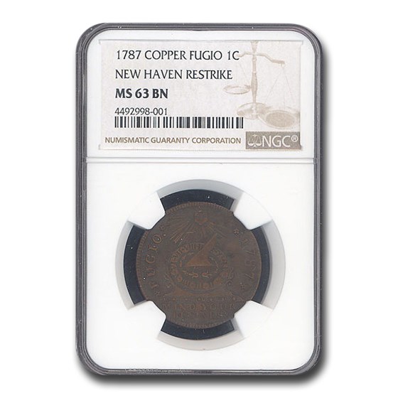 1787 Fugio Cent MS-63 NGC (BN, New Haven Restrike) 1787 Fugio Cent MS-63 NGC (BN, New Haven Restrike)